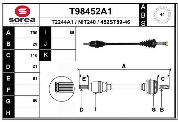 EAI T98452A1 Drive shaft T98452A1