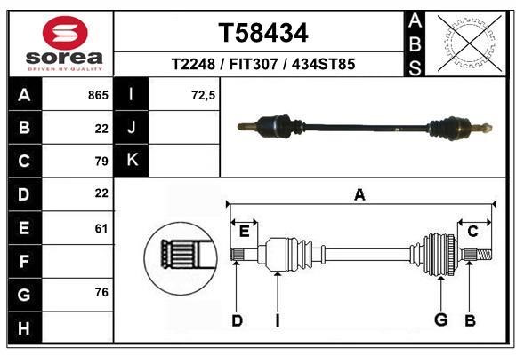 EAI T58434 Drive shaft T58434