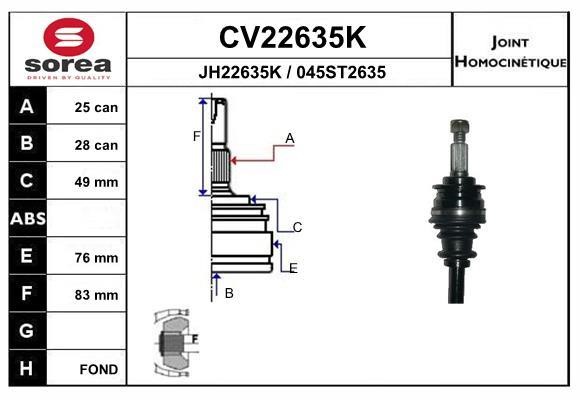 EAI CV22635K Joint Kit, drive shaft CV22635K
