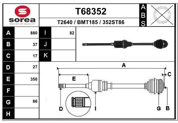 EAI T68352 Drive shaft T68352