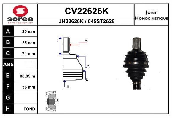 EAI CV22626K Joint Kit, drive shaft CV22626K