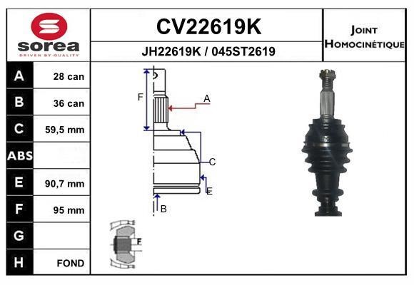 EAI CV22619K Joint Kit, drive shaft CV22619K