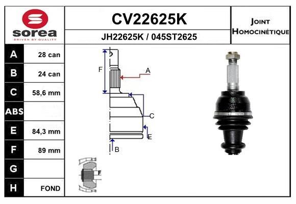 EAI CV22625K Joint Kit, drive shaft CV22625K