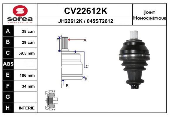 EAI CV22612K Joint Kit, drive shaft CV22612K