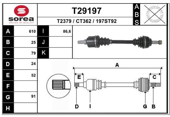 EAI T29197 Drive Shaft T29197