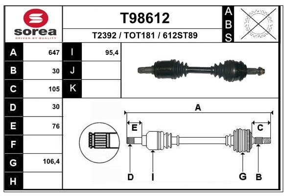 EAI T98612 Drive shaft T98612