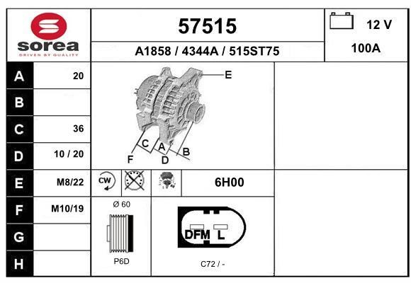 EAI 57515 Alternator 57515