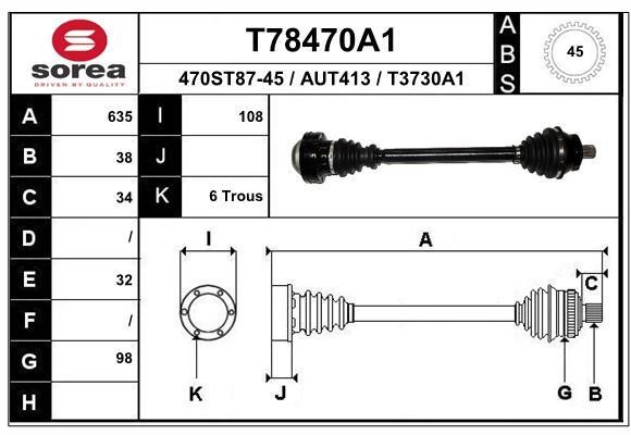 EAI T78470A1 Drive shaft T78470A1