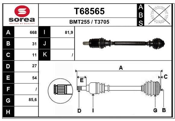 EAI T68565 Drive shaft T68565