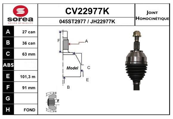 EAI CV22977K Joint kit, drive shaft CV22977K