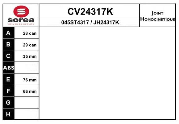 EAI CV24317K Joint kit, drive shaft CV24317K