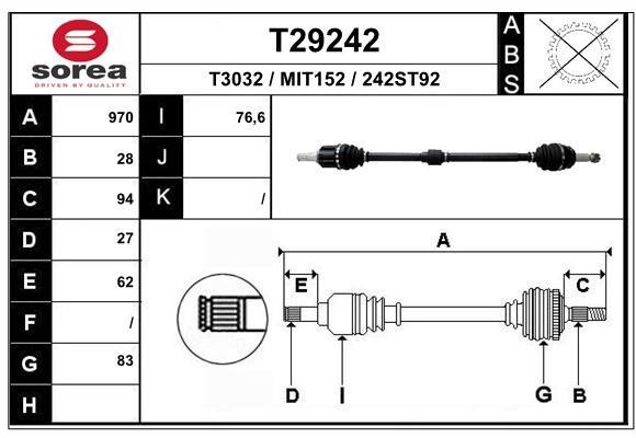 EAI T29242 Drive shaft T29242