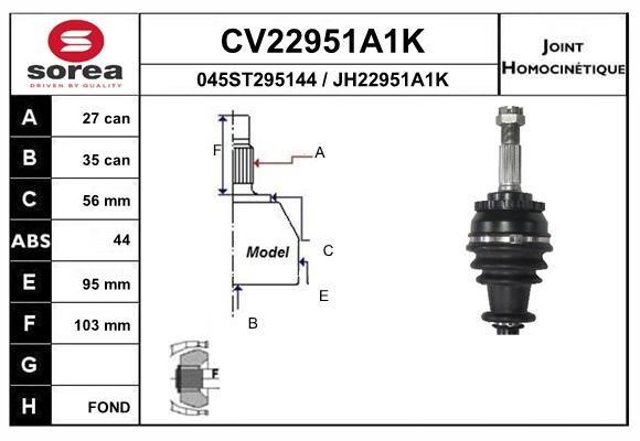 EAI CV22951A1K Joint kit, drive shaft CV22951A1K