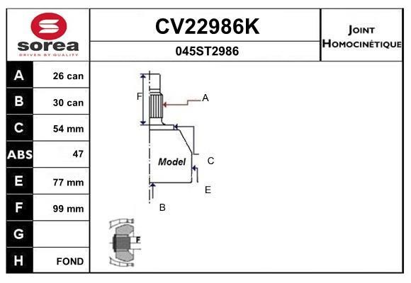 EAI CV22986K Joint kit, drive shaft CV22986K