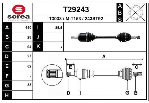 EAI T29243 Drive shaft T29243