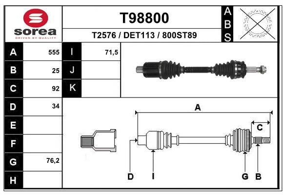 EAI T98800 Drive shaft T98800