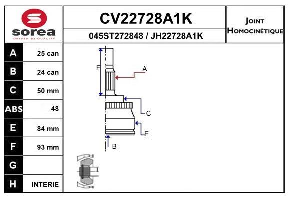 EAI CV22728A1K Joint kit, drive shaft CV22728A1K
