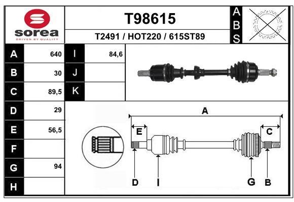 EAI T98615 Drive shaft T98615