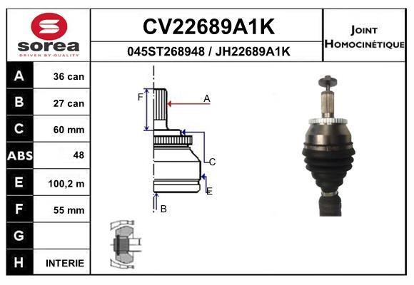 EAI CV22689A1K Joint kit, drive shaft CV22689A1K