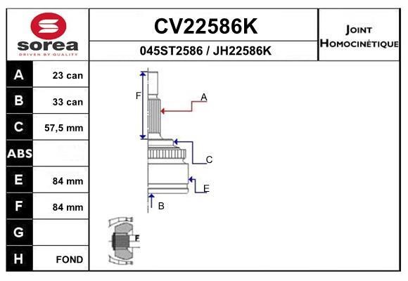 EAI CV22586K Joint kit, drive shaft CV22586K