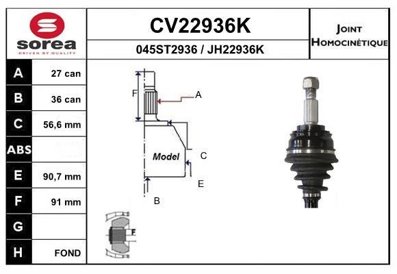 EAI CV22936K Joint kit, drive shaft CV22936K