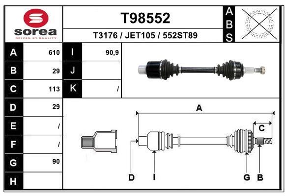 EAI T98552 Drive shaft T98552