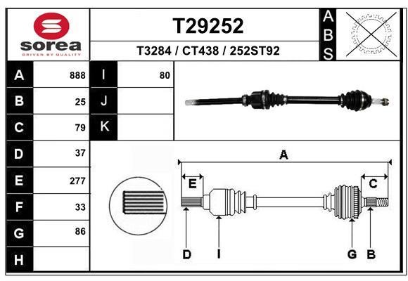 EAI T29252 Drive shaft T29252