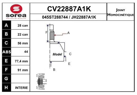 EAI CV22887A1K Joint kit, drive shaft CV22887A1K