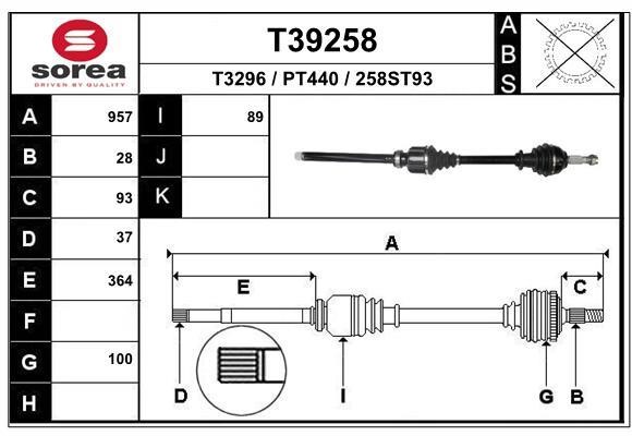 EAI T39258 Drive shaft T39258