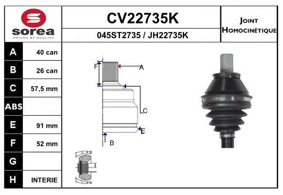 EAI CV22735K Joint kit, drive shaft CV22735K