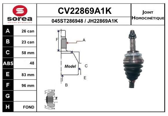 EAI CV22869A1K Joint kit, drive shaft CV22869A1K