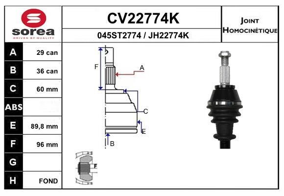 EAI CV22774K Joint kit, drive shaft CV22774K