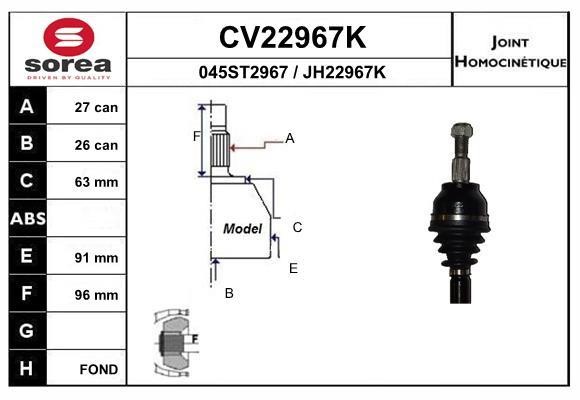 EAI CV22967K Joint kit, drive shaft CV22967K