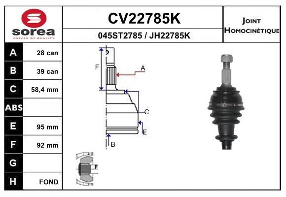 EAI CV22785K Joint kit, drive shaft CV22785K