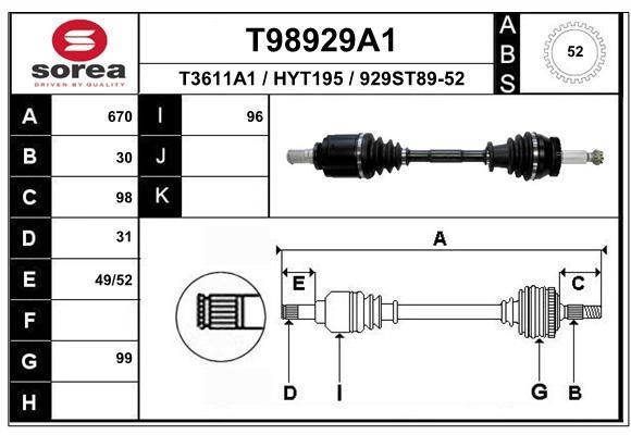 EAI T98929A1 Drive shaft T98929A1