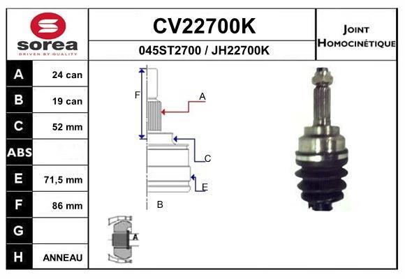 EAI CV22700K Joint kit, drive shaft CV22700K