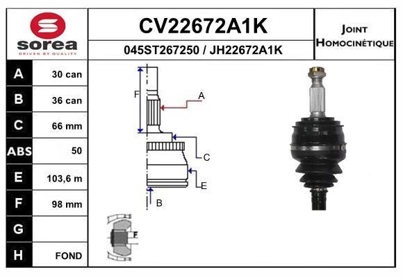 EAI CV22672A1K Joint kit, drive shaft CV22672A1K