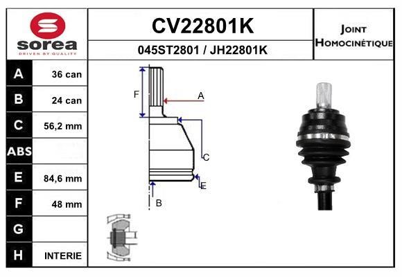 EAI CV22801K Joint kit, drive shaft CV22801K