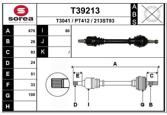 EAI T39213 Drive shaft T39213