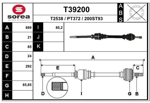 EAI T39200 Drive shaft T39200