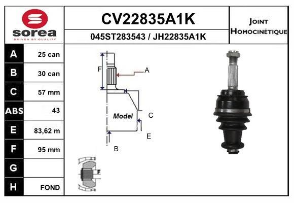 EAI CV22835A1K Joint kit, drive shaft CV22835A1K