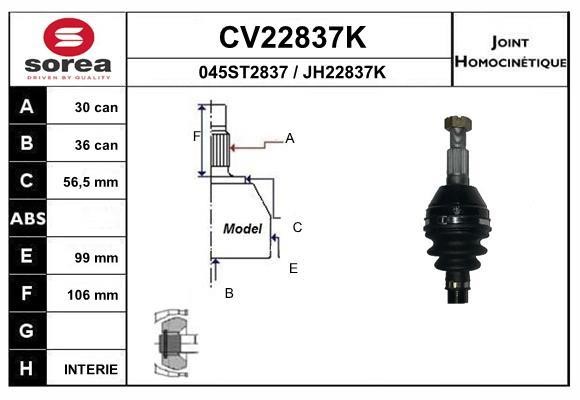 EAI CV22837K Joint kit, drive shaft CV22837K
