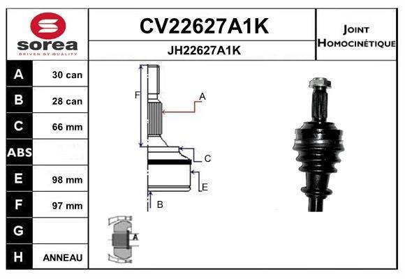 EAI CV22627A1K Joint kit, drive shaft CV22627A1K