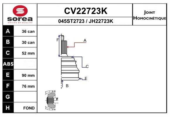 EAI CV22723K Joint kit, drive shaft CV22723K