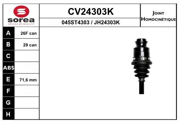 EAI CV24303K Joint kit, drive shaft CV24303K