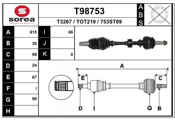 EAI T98753 Drive shaft T98753