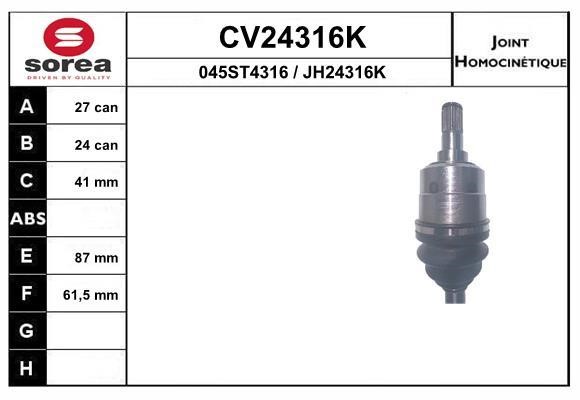 EAI CV24316K Joint kit, drive shaft CV24316K