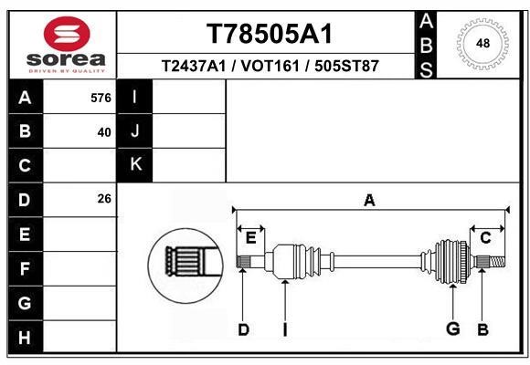 EAI T78505A1 Drive shaft T78505A1