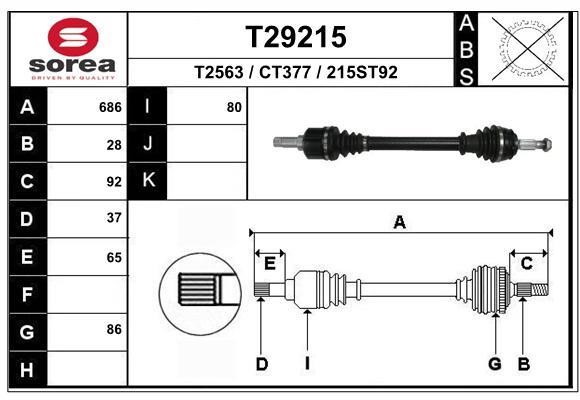 EAI T29215 Drive shaft T29215