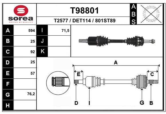 EAI T98801 Drive shaft T98801